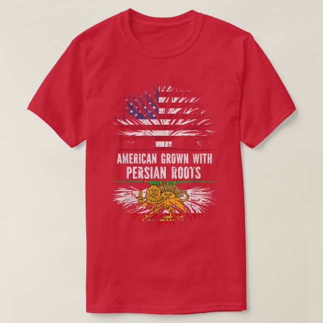 Camiseta Americano crecido con raíces persas bandera de EE. (Diseño del anverso)