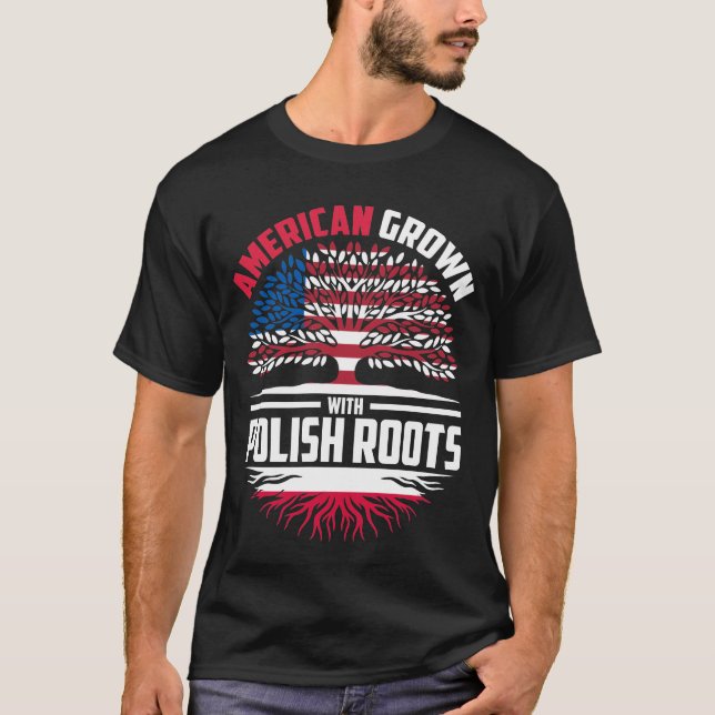 Camiseta Americano crecido con raíces polacas familia de la (Anverso)