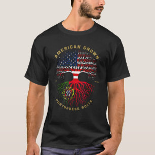 Camiseta Americano crecido con raíces portuguesas árbol ban