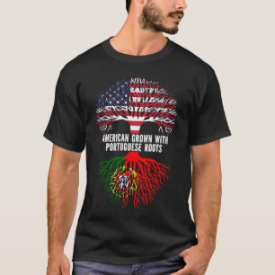 Camiseta Americano crecido con raíces portuguesas bandera d