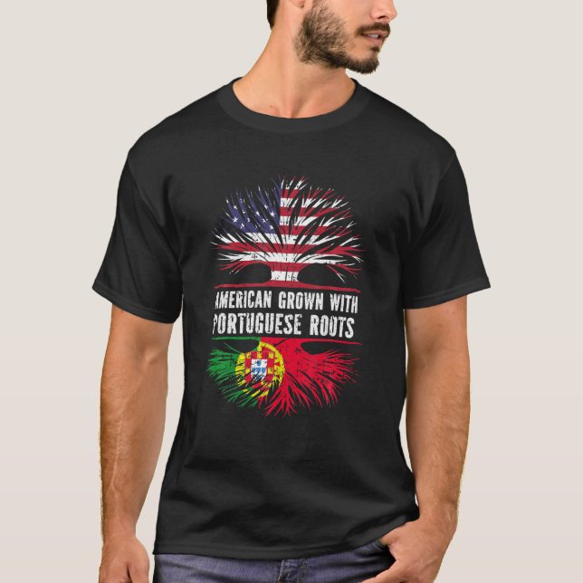 Camiseta Americano crecido con raíces portuguesas Puerto Ba (Anverso)