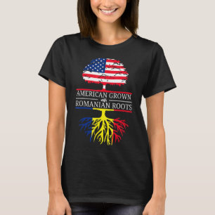Camiseta Americano Crecido Con Raíces Rumanas Árbol De Band
