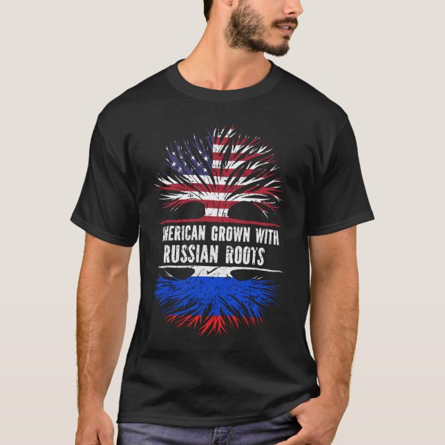 Camiseta Americano crecido con raíces rusas bandera de Esta (Anverso)