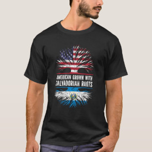 Camiseta Americano Crecido Con Raíces Salvadoreñas Bandera 