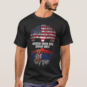 Camiseta Americano crecido con raíces serbias bandera de EE