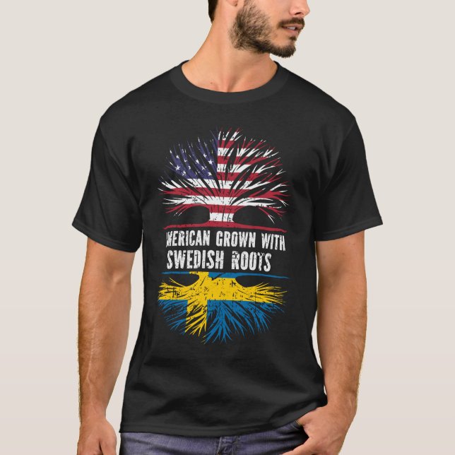Camiseta Americano crecido con raíces suecas bandera de Est (Anverso)