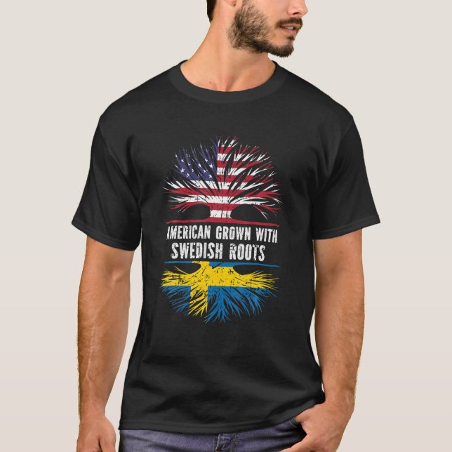 Camiseta Americano crecido con raíces suecas Bandera de Est (Anverso)