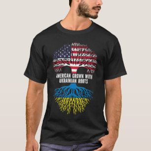 Camiseta Americano crecido con raíces ucranianas bandera de