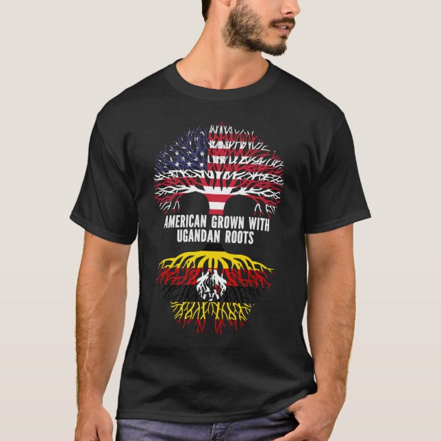 Camiseta Americano crecido con raíces ugandesas bandera de  (Anverso)