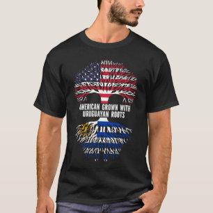 Camiseta Americano crecido con raíces uruguayas bandera de