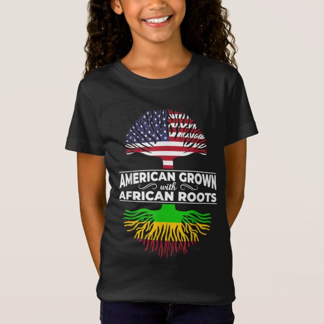 Camiseta Americano creció raíces africanas Estados Unidos b (Anverso)