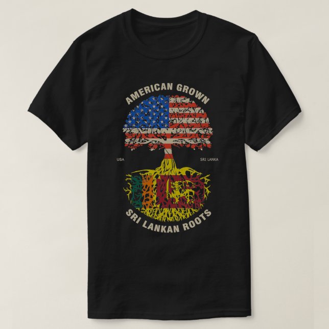 Camiseta Americano creció Sri Lanka arrancó la bandera de S (Diseño del anverso)