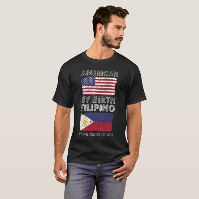 Camiseta Americano del filipino del nacimiento por gracia (Anverso completo)