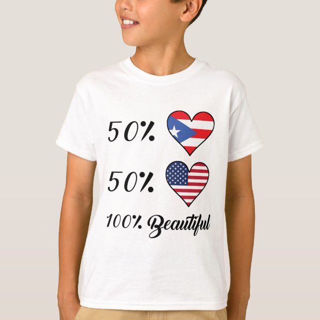 Camiseta Americano del puertorriqueño el 50% del 50% el (Anverso)