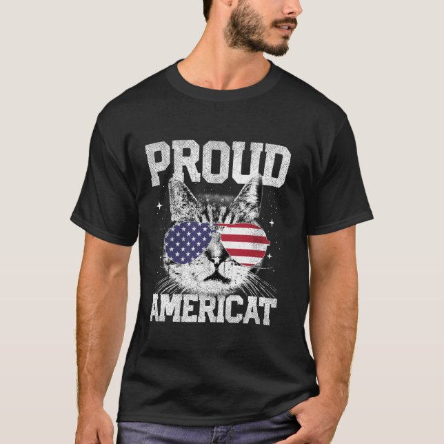 Camiseta Americat Cat 4 de julio Bandera Americana Estados  (Anverso)