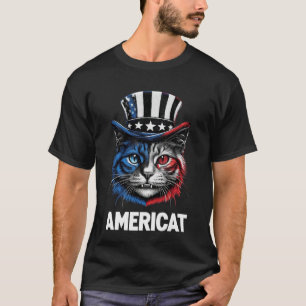 Camiseta Americat - Gracioso diseño patriótico de gato para