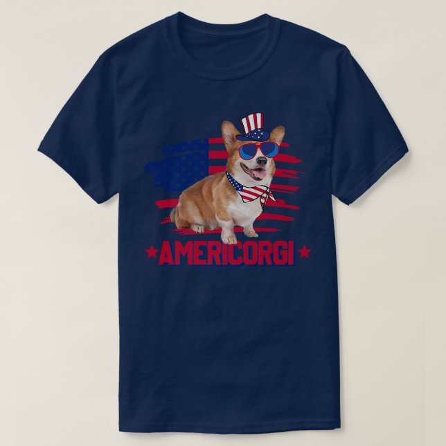 Camiseta Americorgi, Dog Gifts For Dog Lovers, Corgi Womens (Diseño del anverso)