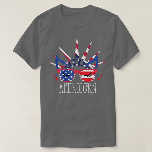 Camiseta Americornio 4 De Julio Unicornio Bandera Americana (Diseño del anverso)