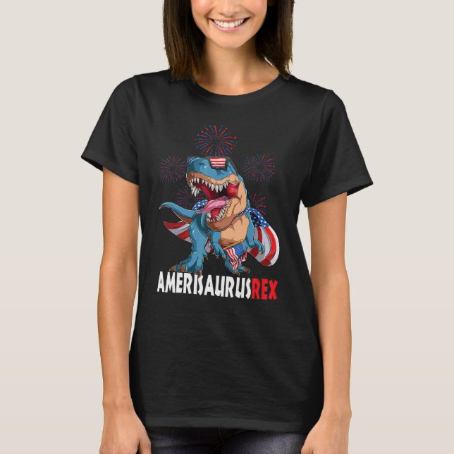 Camiseta Amerisaurus Patriótico Rex Dinosaurio 4 De Julio E (Anverso)