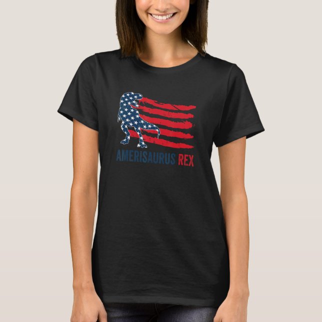 Camiseta Amerisaurus Rex America Flag Dinosaur Rex 4 De J (Anverso)