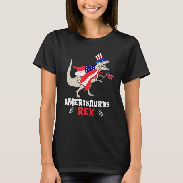 Camiseta Amerisaurus Rex American Flag 4th of July T Rex Di (Anverso)
