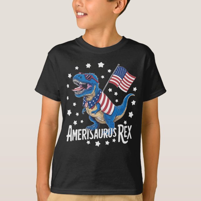 Camiseta Amerisaurus Rex cuarto de julio Chicas hombres ide (Anverso)