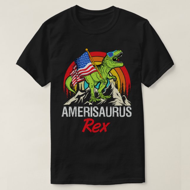Camiseta Amerisaurus Rex Dinosaurio Bandera Americana 4 de  (Diseño del anverso)