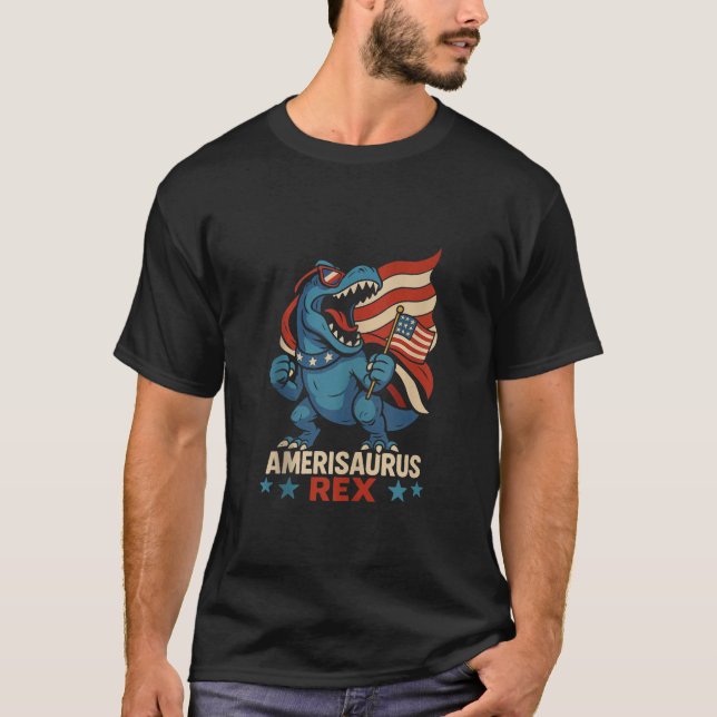 Camiseta Amerisaurus Rex Funny Dinosaurio Patriótico 4 de J (Anverso)