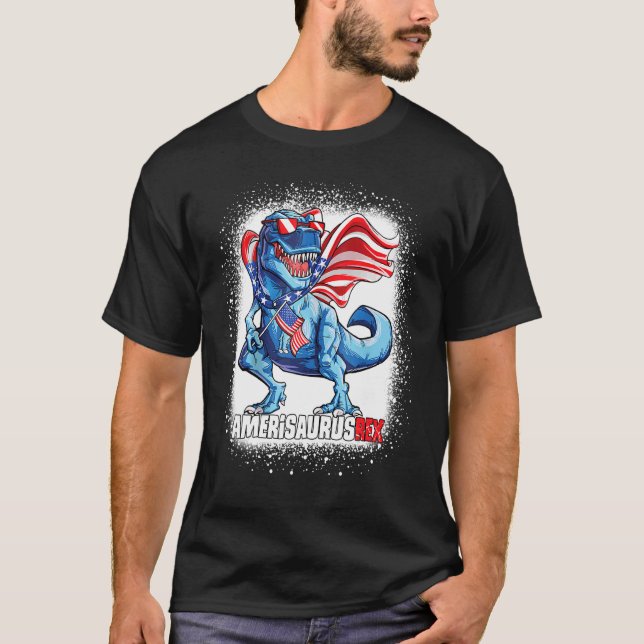 Camiseta Amerisaurus Rex Guay Dinosaur Patriótico 4 De Juli (Anverso)