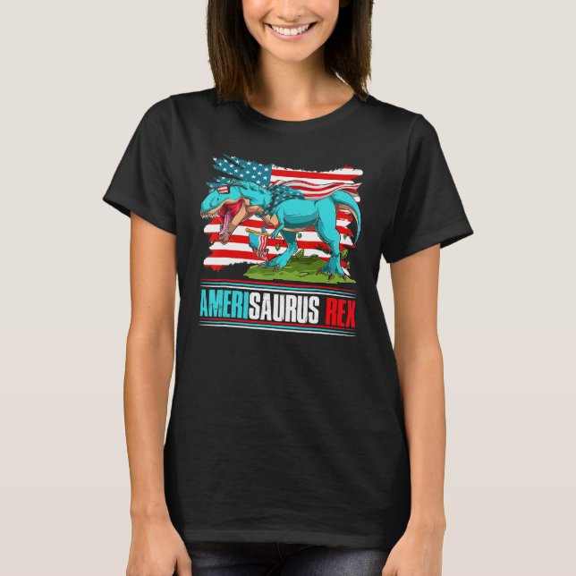 Camiseta Amerisaurus Rex Independence Day USA Party US Patr (Anverso)