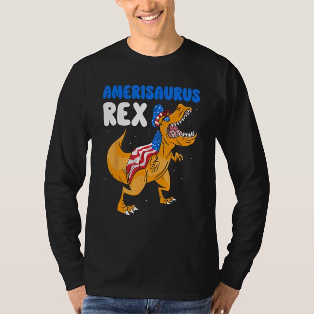 Camiseta Amerisaurus Rex Independence Usa America 4Th Of Ju (Anverso)