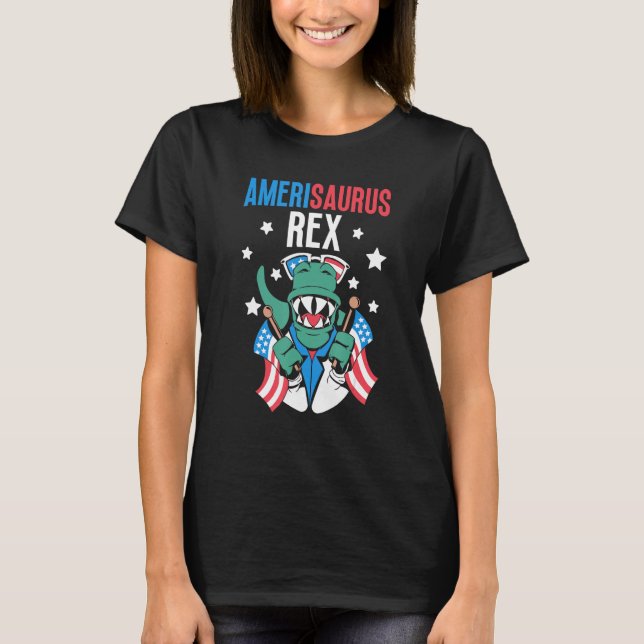 Camiseta Amerisaurus Rex Usa 4Th Of July America Independen (Anverso)