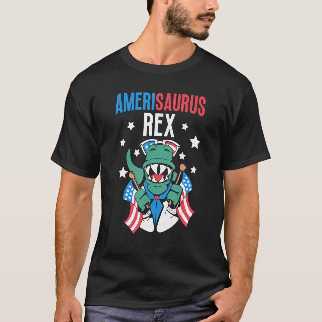 Camiseta Amerisaurus Rex Usa 4Th Of July America Independen (Anverso)