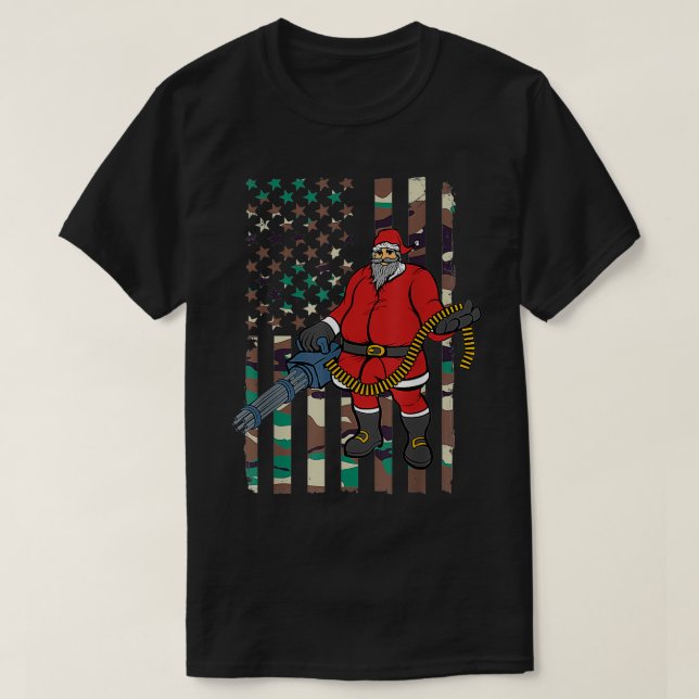 Camiseta Ametralladora de Navidades con bandera de Santa Ca (Diseño del anverso)