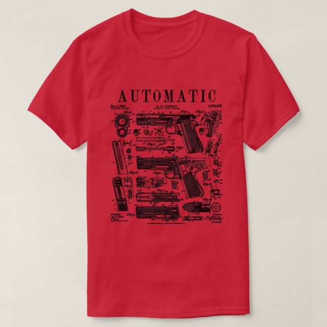 Camiseta Ametralladora Pistol Automática Fuego de arma de f (Diseño del anverso)