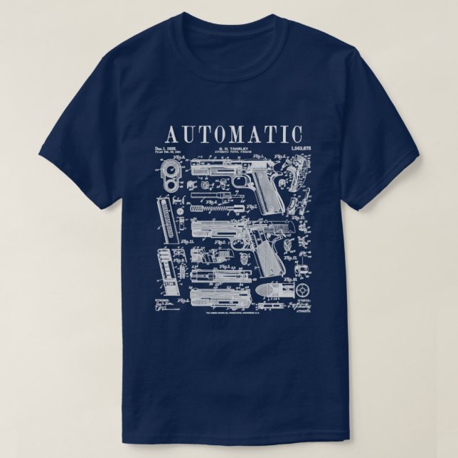 Camiseta Ametralladora Pistol Automática Fuego de arma de f (Diseño del anverso)