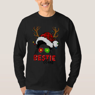 Camiseta Amiga Claus Reno Pelo Desordenado Moño Navidad Pij