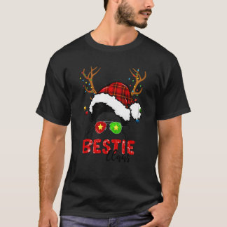 Camiseta Amiga Claus Reno Pelo Desordenado Moño Navidad Pij