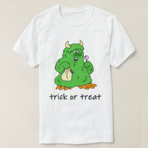 Camiseta Amigable Monstruo Verde de Halloween Truco o Trato