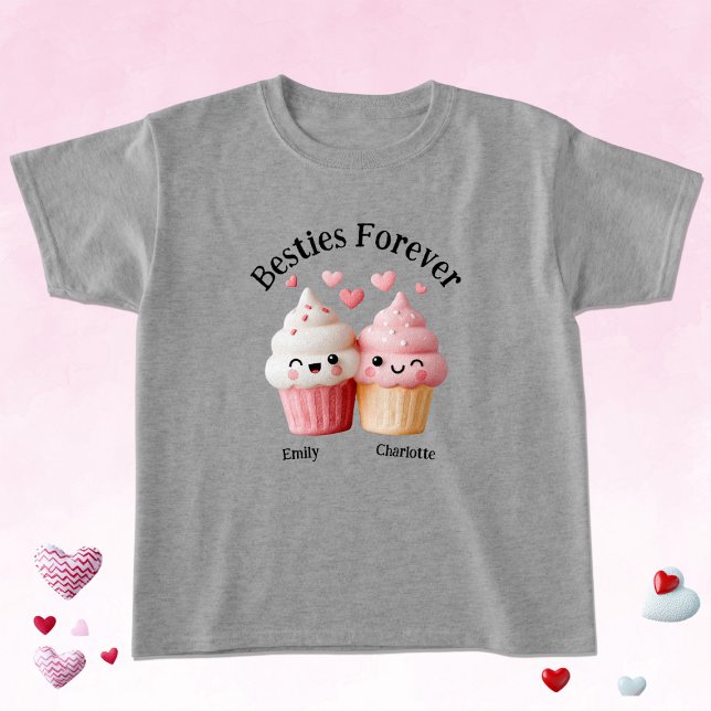 Camiseta Amigas de Cupcake Kawaii con Corazones (Subido por el creador)