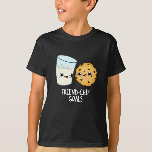 Camiseta Amigo-Chip Goals Funny Milk Cookies Pun Dark BG (Anverso)