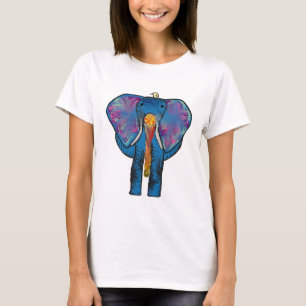 Camiseta Amigo colorido del elefante y del pájaro en la
