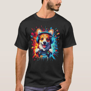 Camiseta Amigo Corgi Jugador Cachorro Corgi Gamer fri color