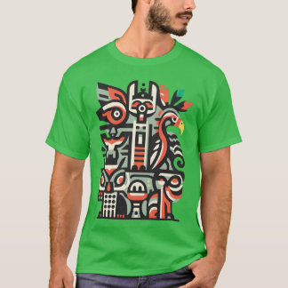 Camiseta amigo de estilo tiki de ave abstracta