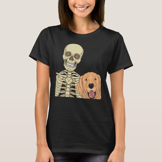 Camiseta Amigo de Golden Retriever Scary Skeleton (Anverso)