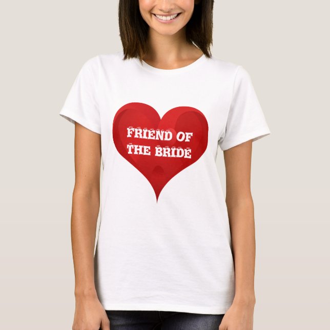 Camiseta Amigo de la novia Boda del corazón rojo (Anverso)