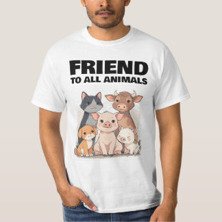 CAMISETA AMIGO DE TODOS LOS ANIMALES GATO CERDO PERRO 