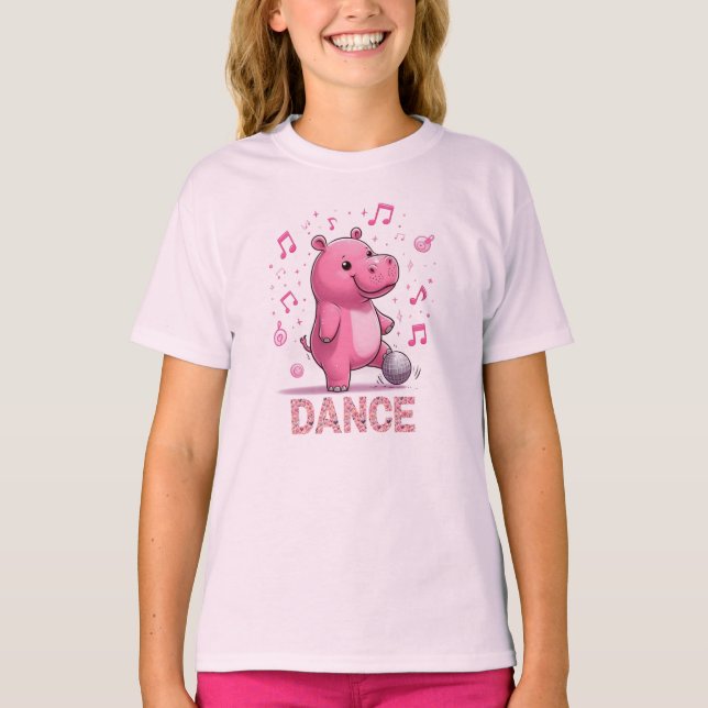 Camiseta Amigo Hipopótamo Musical Bailando Disco (Anverso)