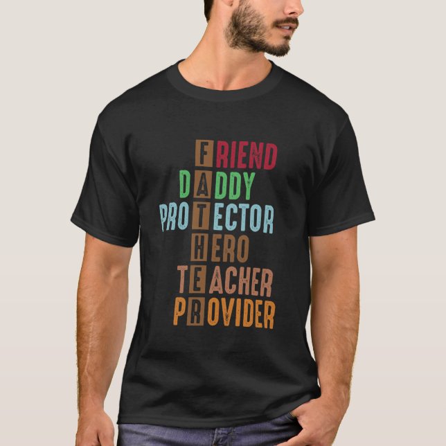 Camiseta Amigo Papá Protector Héroe Maestro Proveedor (Anverso)