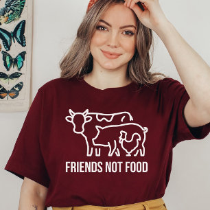 Camiseta Amigos amables, no comida, vegano, vegetariano, pl